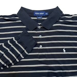 Polo Golf Ralph Lauren Long Sleeve Striped Polo Shirt Men's XXL Black White Tan